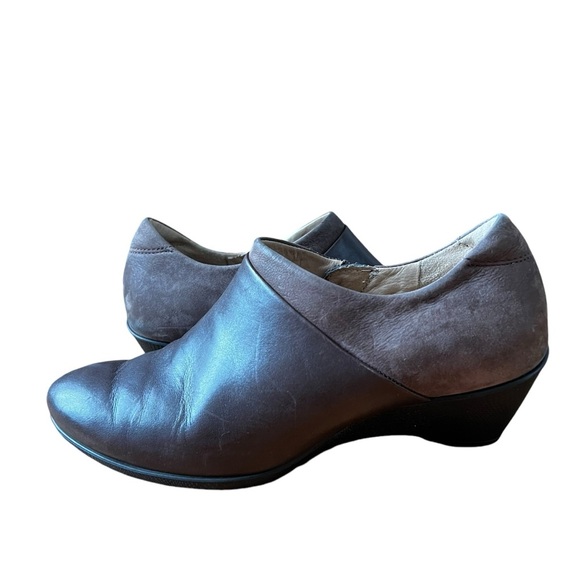 Ecco Ankle Boots Women's Size 38 US 7-7.5 Bootie Heels Leather Side Zip Brown - Picture 1 of 12